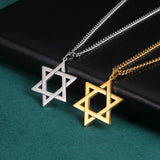 Magen David Star Pendant Necklace Jewish Stainless Steel Chain Choker