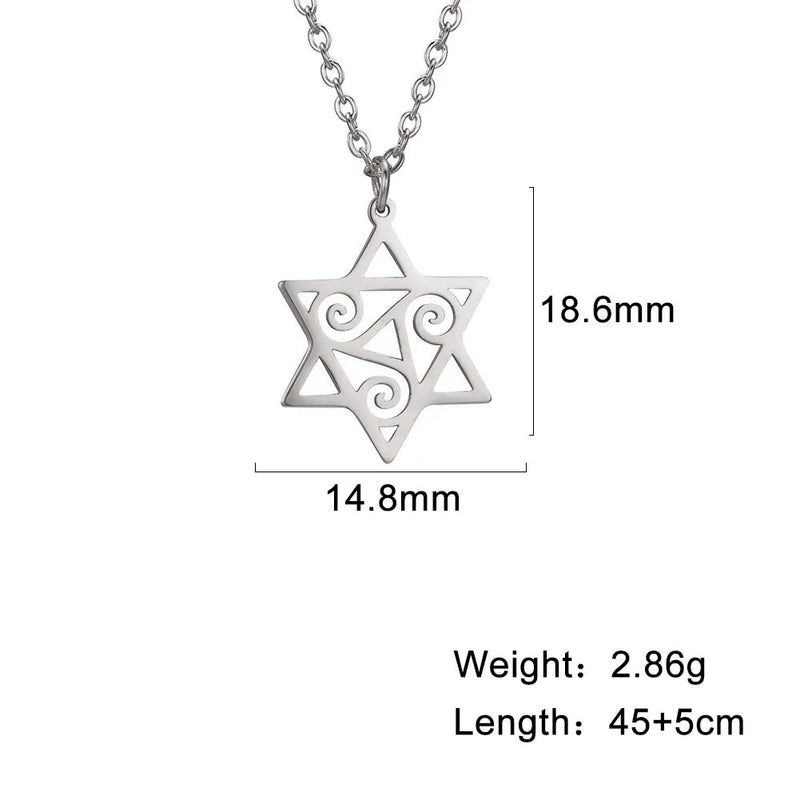 Magen David Star Pendant Necklace Jewish Stainless Steel Chain Choker