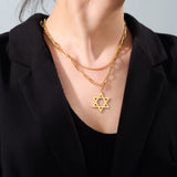 Magen David Star Pendant Necklace Jewish Stainless Steel Chain Choker