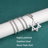 Magen David Star Pendant Necklace Jewish Stainless Steel Chain Choker