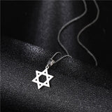 Men Women Star of David Pendant Necklace Stainless Steel Chain Jewelry