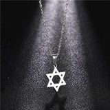 Men Women Star of David Pendant Necklace Stainless Steel Chain Jewelry