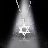 Men Women Star of David Pendant Necklace Stainless Steel Chain Jewelry