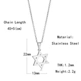 Men Women Star of David Pendant Necklace Stainless Steel Chain Jewelry
