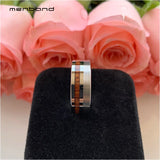 Men Women Tungsten Ring Flat Wedding Band Real Wood Inlay 8MM Comfort Fit