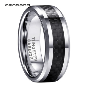 Tungsten Ring with Carbon Fiber Inlay Band 8MM Comfort Fit
