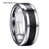 Tungsten Ring with Carbon Fiber Inlay Band 8MM Comfort Fit