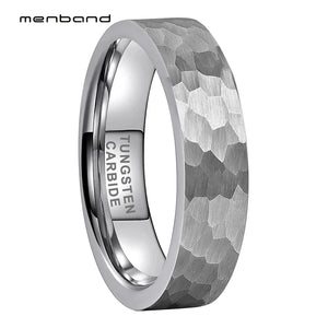 Tungsten Hammer Ring Multifaceted Brushed Finish 6MM 8MM