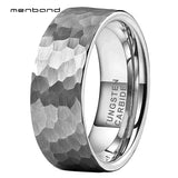 Tungsten Hammer Ring Multifaceted Brushed Finish 6MM 8MM