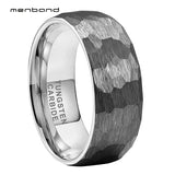 Men Women Tungsten Wedding band Hammer Ring 6MM 8MM