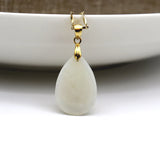 Men Women Water Drop Necklace 24K Real Diamond Flowers Hetian Jade Pendants