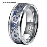 Tungsten Carbide Wedding Band with Gear Wheel & Carbon Fiber Inlay