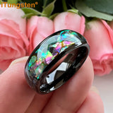 Tungsten Carbide Abalone Shell Wedding Band Ring Domed Polished Comfort Fit