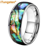 Tungsten Carbide Abalone Shell Wedding Band Ring Domed Polished Comfort Fit