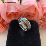 Tungsten Wedding Band Abalone Shell Koa Wood Inlay 8MM Comfort Fit