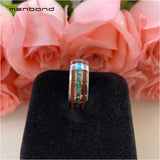 Tungsten Wedding Band Abalone Shell Koa Wood Inlay 8MM Comfort Fit
