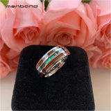 Tungsten Wedding Band Abalone Shell Koa Wood Inlay 8MM Comfort Fit