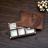 Men Women Wood Ring Jewelry Double Storage Case For Wooden Package