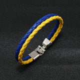 Ukrainian Flag Bracelet Holder with Leather Yellow Wristband