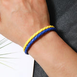 Ukrainian Flag Bracelet Holder with Leather Yellow Wristband