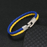 Ukrainian Flag Bracelet Holder with Leather Yellow Wristband