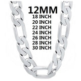 12MM Cuban Link Chain Necklace 925 Silver Party Jewelry Gift
