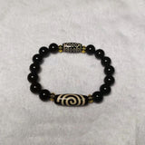 Tibetan Spiral Ruyi 21 Eyes Totem Amulet DZI Bead Bracelet