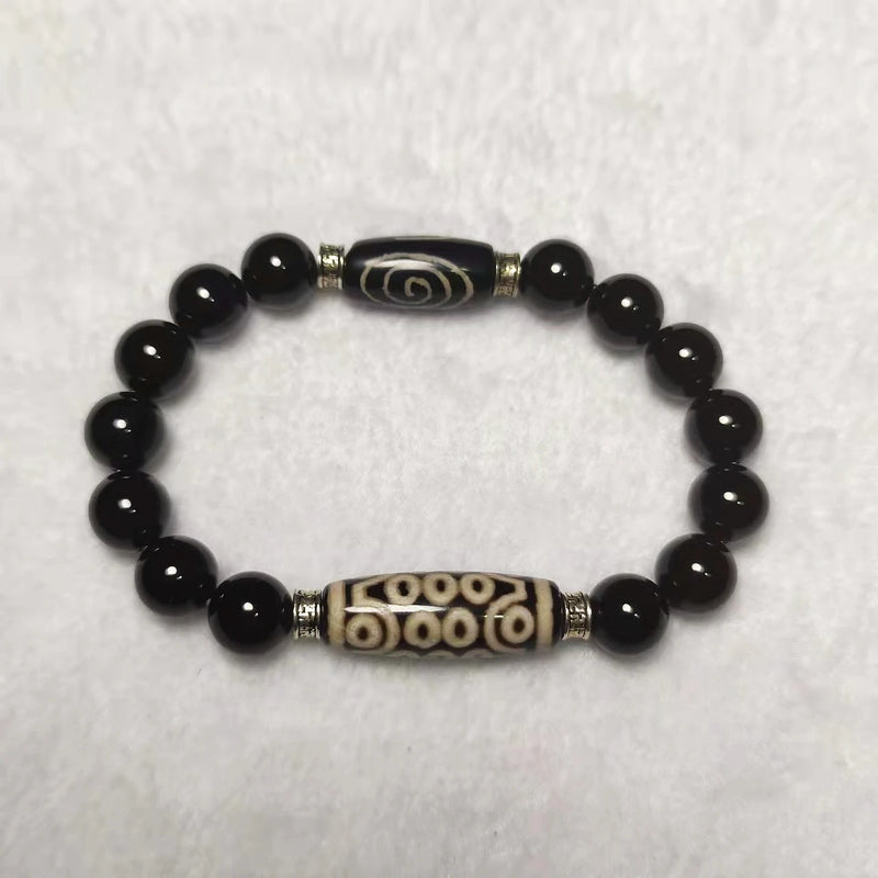 Tibetan Spiral Ruyi 21 Eyes Totem Amulet DZI Bead Bracelet
