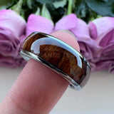 Men Women's Tungsten Wedding Rings 6mm 8mm Wood Inlay Bands