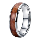 Men Women's Tungsten Wedding Rings 6mm 8mm Wood Inlay Bands