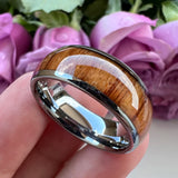 Men Women's Tungsten Wedding Rings 6mm 8mm Wood Inlay Bands