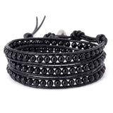Men Leather Agate Wrap Bracelet Spiritual Jewelry