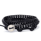 Men Leather Agate Wrap Bracelet Spiritual Jewelry