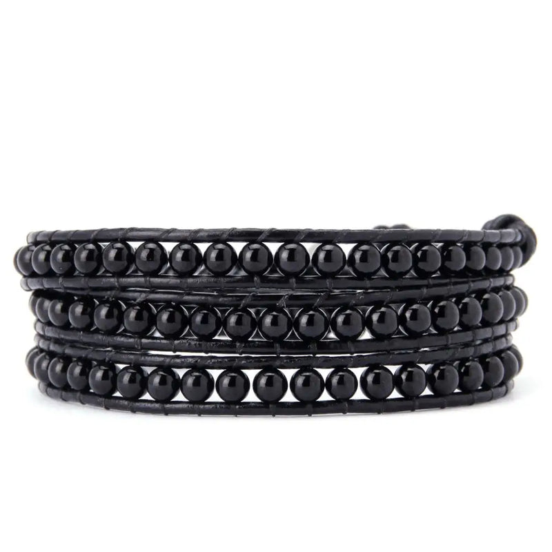 Men Leather Agate Wrap Bracelet Spiritual Jewelry