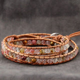 Men Leather Agate Wrap Bracelet Spiritual Jewelry