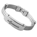 Rhinestone Crosses Bracelet Three Rope Stainless Steel