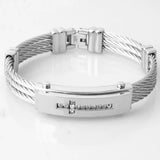 Rhinestone Crosses Bracelet Three Rope Stainless Steel