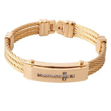 Rhinestone Crosses Bracelet Three Rope Stainless Steel