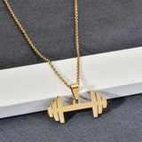 Dumbbell Shape Stainless Steel Plated Pendant Necklace