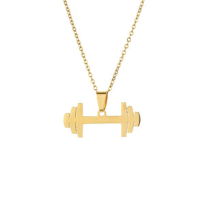 Dumbbell Shape Stainless Steel Plated Pendant Necklace