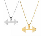 Dumbbell Shape Stainless Steel Plated Pendant Necklace