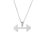 Dumbbell Shape Stainless Steel Plated Pendant Necklace