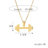 Dumbbell Shape Stainless Steel Plated Pendant Necklace