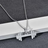 Dumbbell Shape Stainless Steel Plated Pendant Necklace