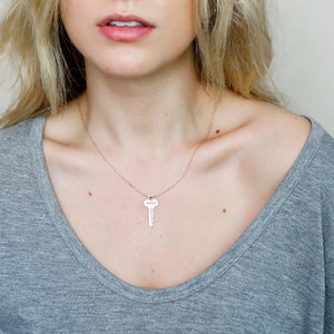 Personalized Key Shape Pendant Necklace Stainless Steel Jewelry