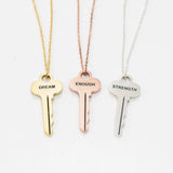 Personalized Key Shape Pendant Necklace Stainless Steel Jewelry