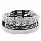 4pcs/Set Steel Carving Scripture Bangle Micro Zircon Cross Bracelet Jewelry