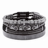 4pcs/Set Steel Carving Scripture Bangle Micro Zircon Cross Bracelet Jewelry