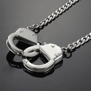 Stainless Steel Handcuffs Pendant Necklace Chain for Men Women