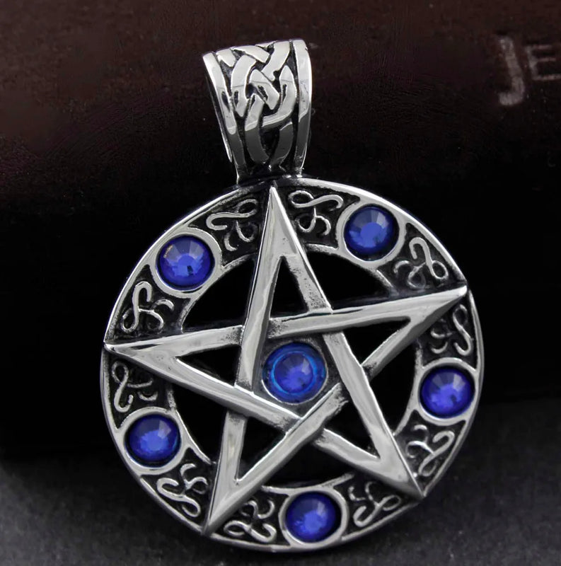 316L Stainless Steel Men's Pentacle Zircon Pendant